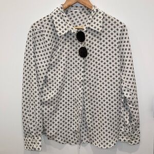 MNG small white and black long sleeve women blouse